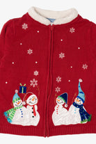 Vintage Red Classic Elements Snowmen Ugly Christmas Cardigan (2000s)