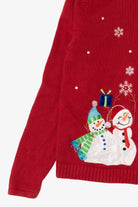 Vintage Red Classic Elements Snowmen Ugly Christmas Cardigan (2000s)