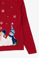 Vintage Red Classic Elements Snowmen Ugly Christmas Cardigan (2000s)