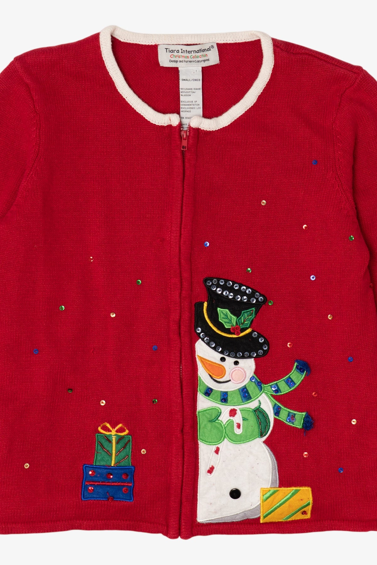 Vintage Red Tiara International Snowmen Ugly Christmas Cardigan (2000s)