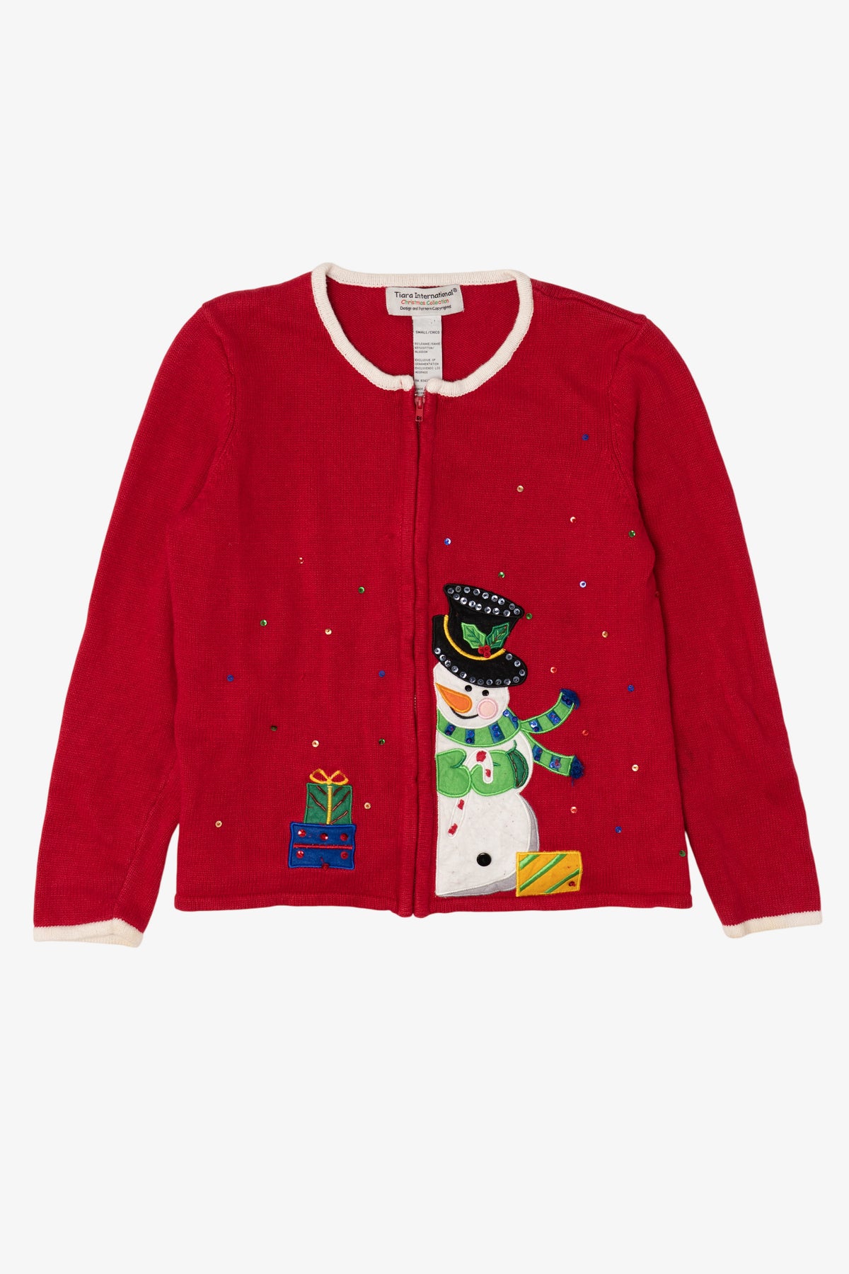 Vintage Red Tiara International Snowmen Ugly Christmas Cardigan (2000s)
