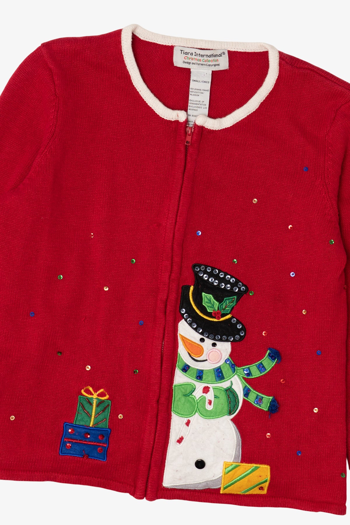 Vintage Red Tiara International Snowmen Ugly Christmas Cardigan (2000s)
