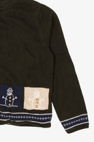 Vintage Hand Crochet Dark Green Christopher & Banks Snowmen Christmas Cardigan (1990s)
