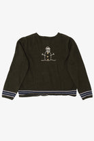 Vintage Hand Crochet Dark Green Christopher & Banks Snowmen Christmas Cardigan (1990s)