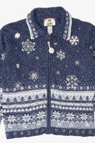 Vintage Blue Tiara International Snowflakes Christmas Cardigan (2000s)