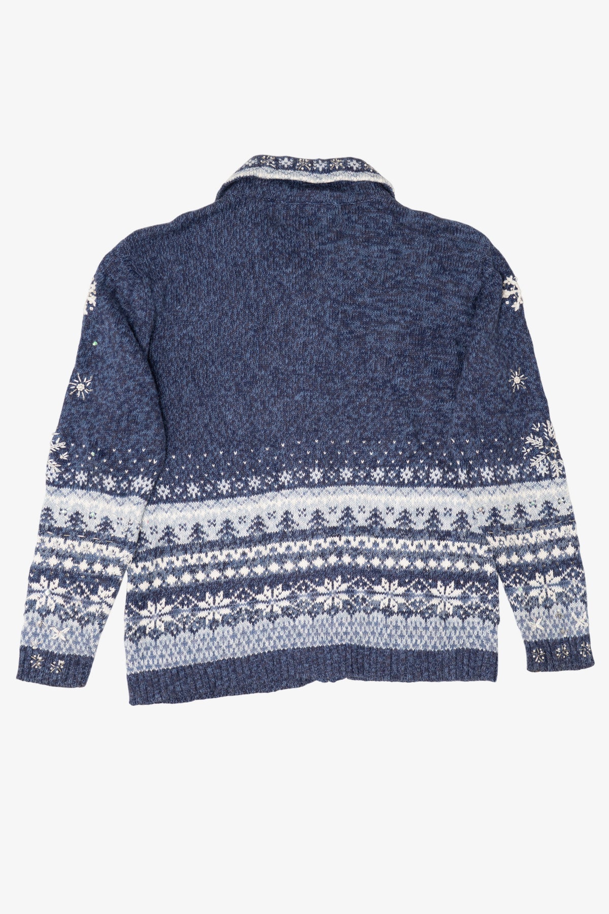 Vintage Blue Tiara International Snowflakes Christmas Cardigan (2000s)