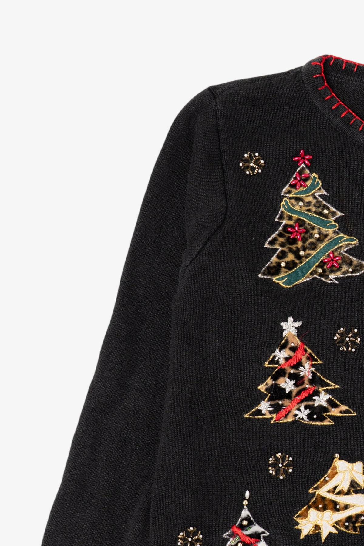 Vintage Black Victoria Jones Trees Ugly Christmas Cardigan (1990s)