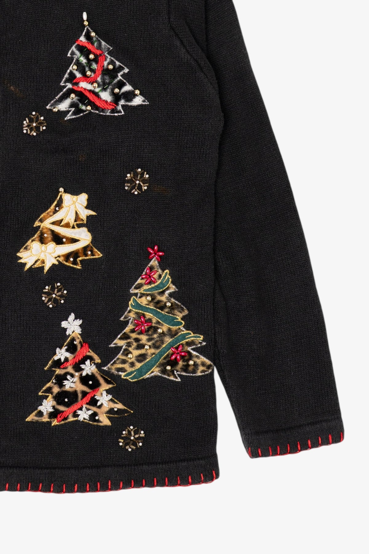 Vintage Black Victoria Jones Trees Ugly Christmas Cardigan (1990s)