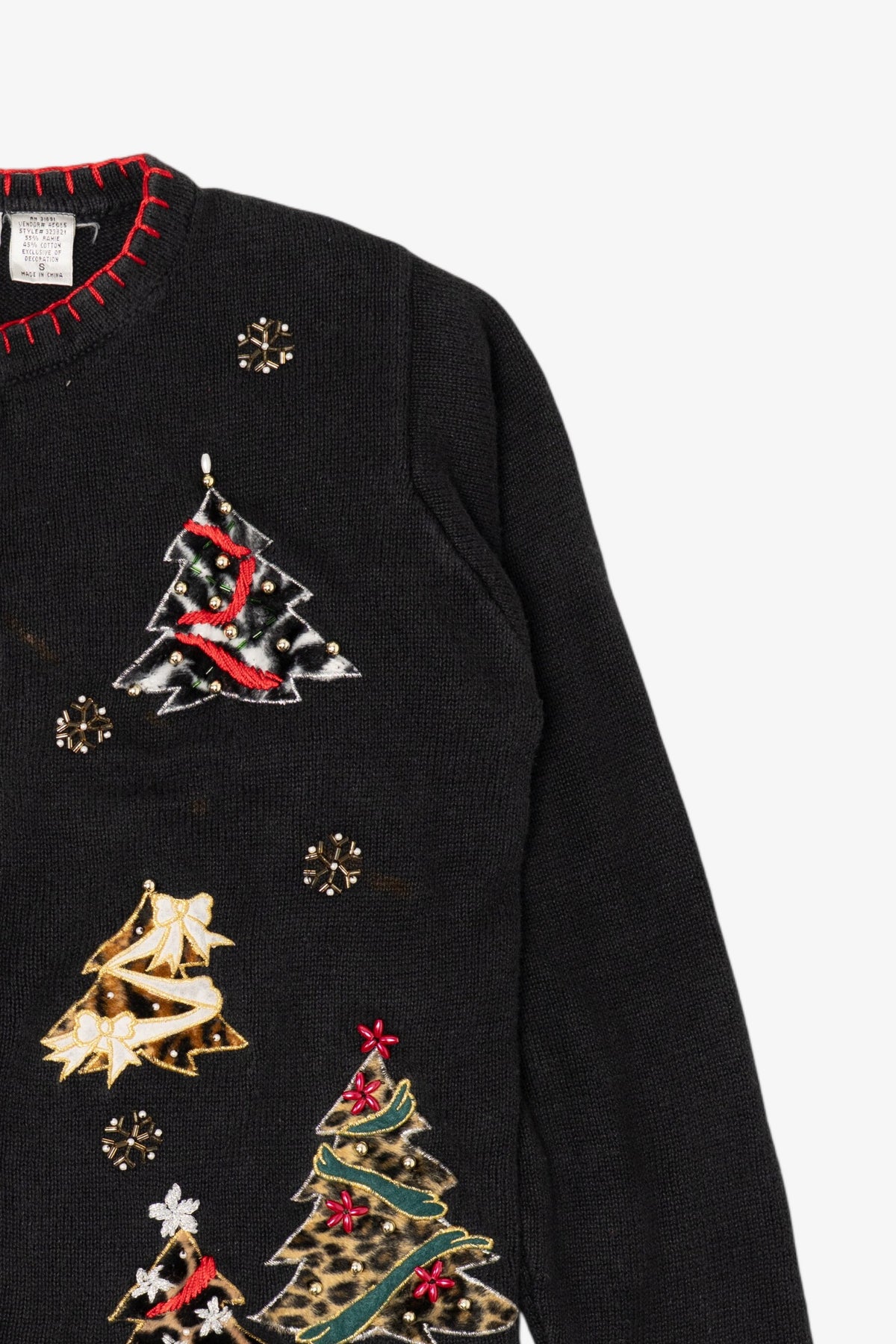 Vintage Black Victoria Jones Trees Ugly Christmas Cardigan (1990s)