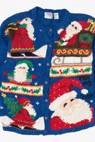 Vintage Blue Ashley Santa Ugly Christmas Cardigan (1990s)