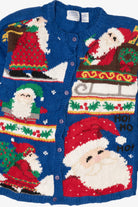 Vintage Blue Ashley Santa Ugly Christmas Cardigan (1990s)