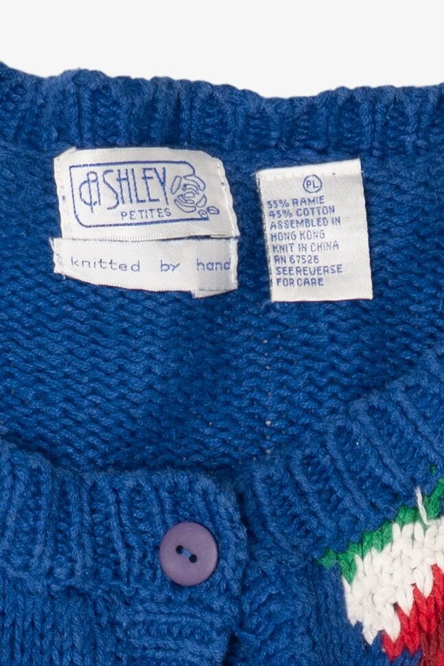 Vintage Blue Ashley Santa Ugly Christmas Cardigan (1990s)