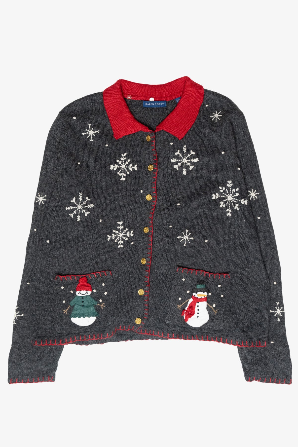 Cozy Snowman Vintage Ugly Christmas Cardigan (2000s)