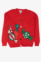 Vintage Red P'Galli Candy Ugly Christmas Cardigan (1980s)