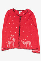 Reindeer String Light Vintage Ugly Christmas Cardigan Sweater (2000s)