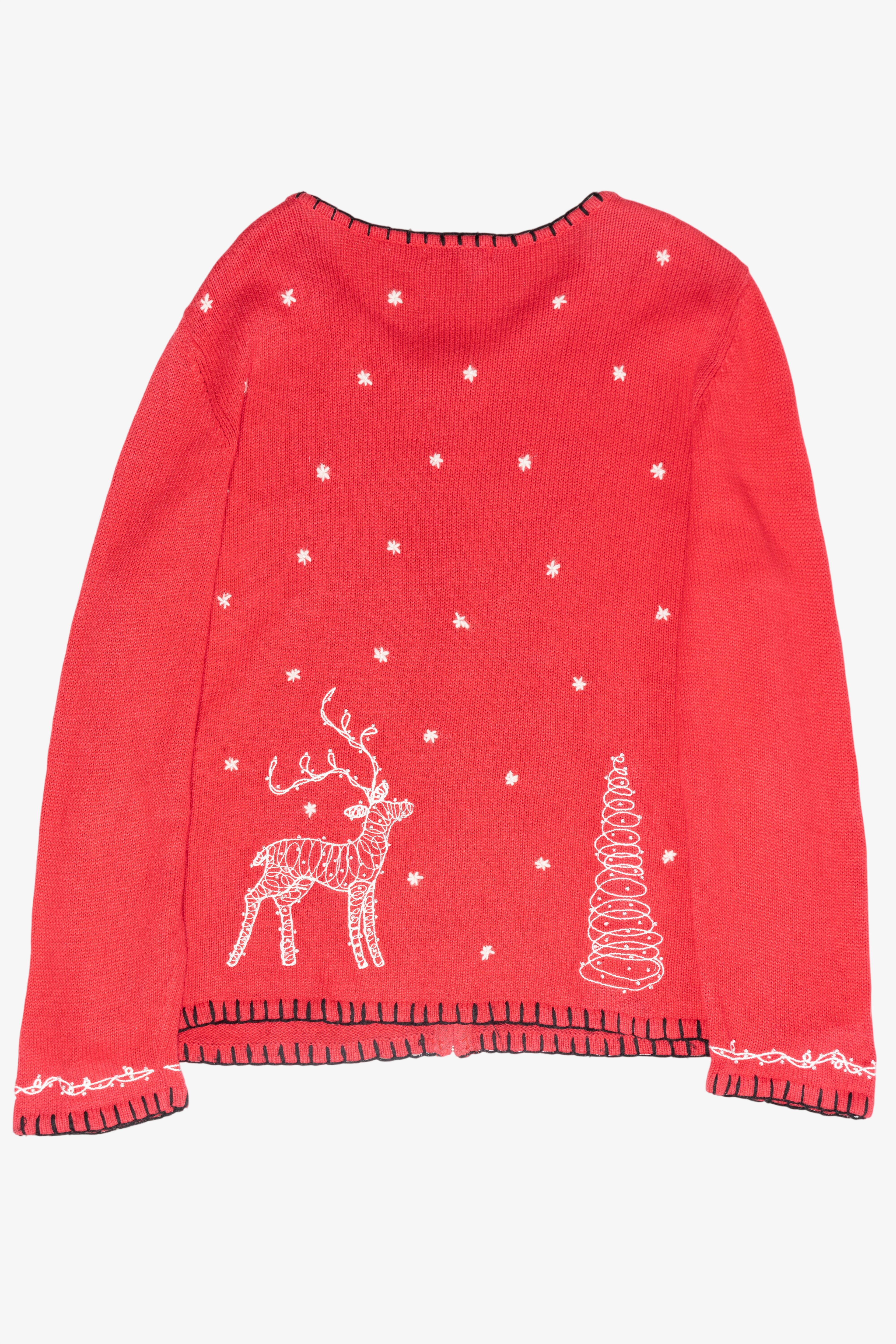 Reindeer String Light Vintage Ugly Christmas Cardigan Sweater (2000s)