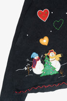 Snowmen Hearts Vintage Ugly Christmas Cardigan (1990s)