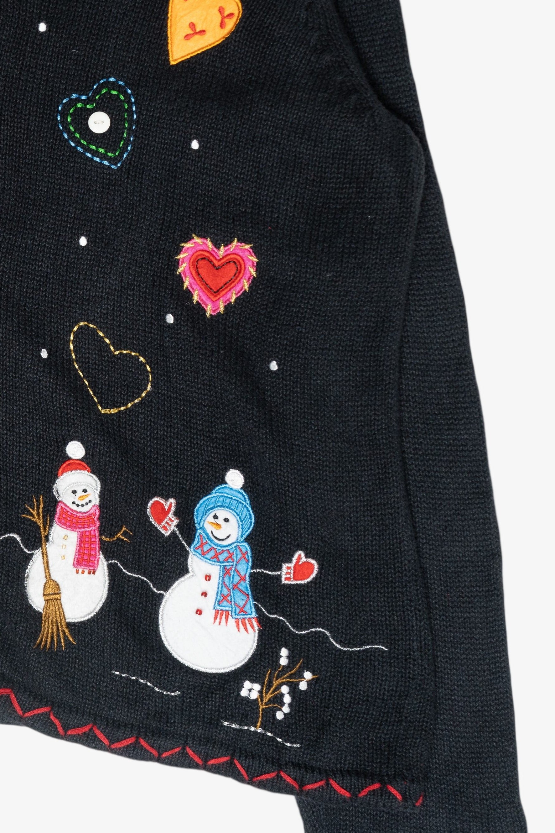 Snowmen Hearts Vintage Ugly Christmas Cardigan (1990s)