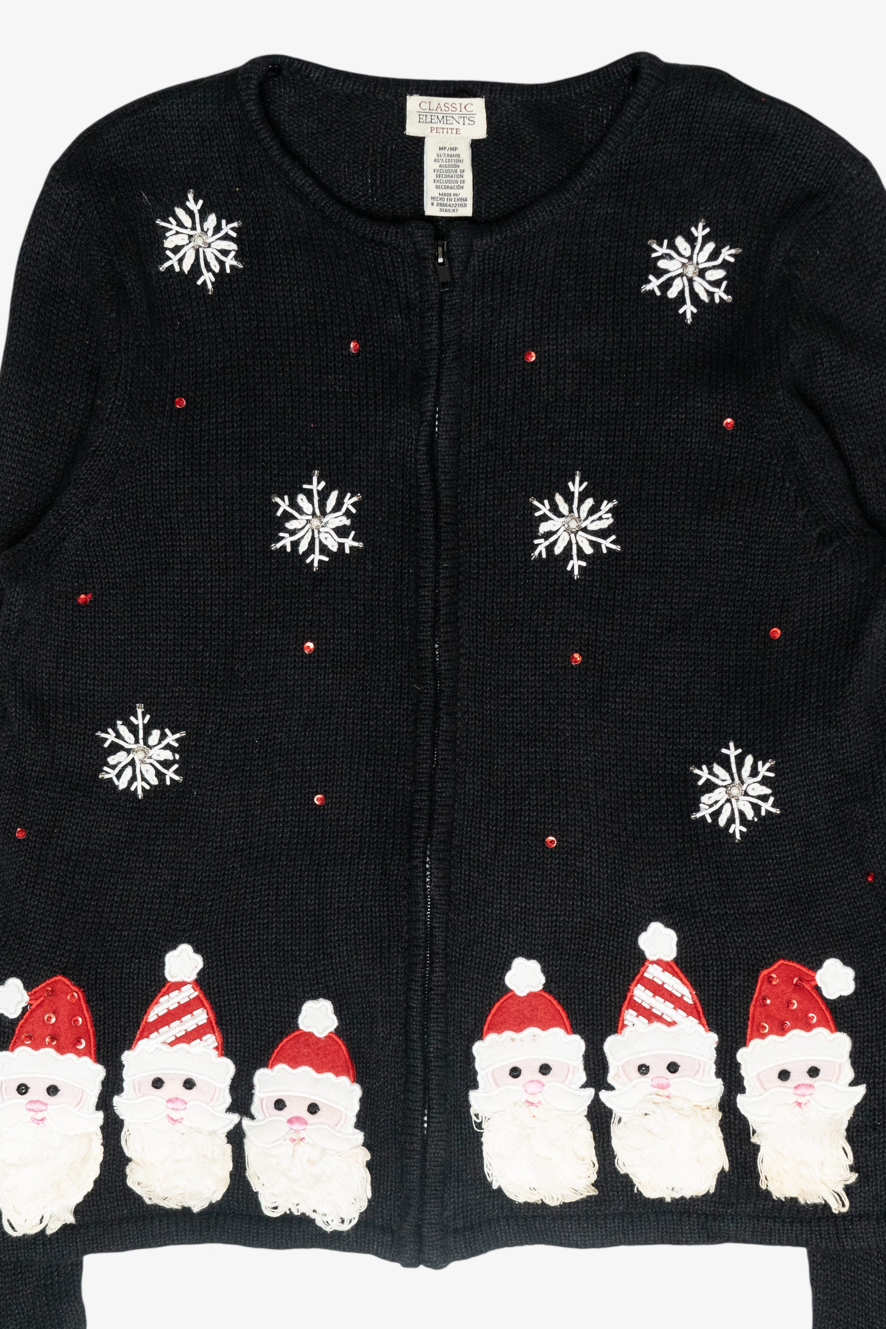 Santa Beards Vintage Ugly Christmas Cardigan (1990s)