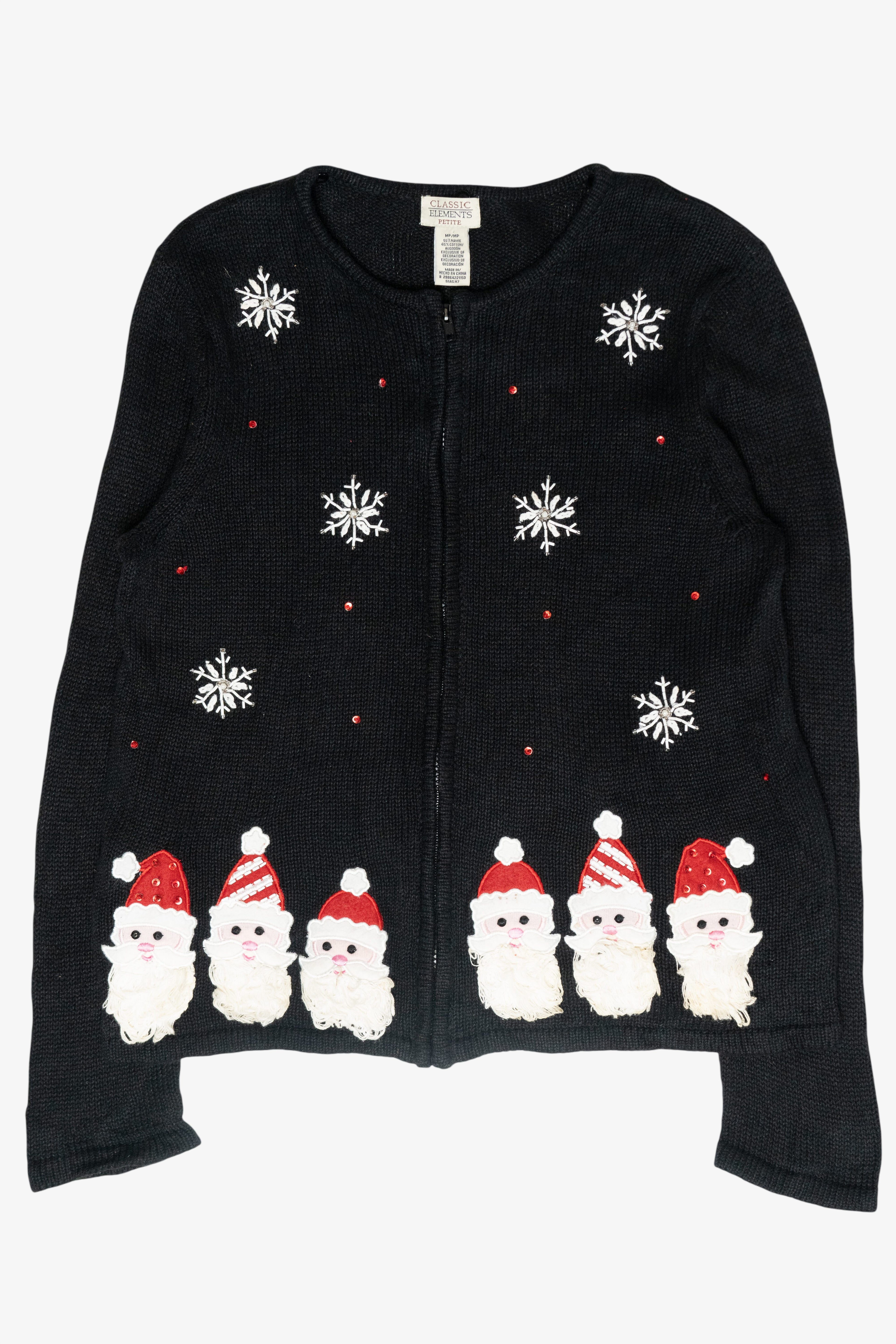 Santa Beards Vintage Ugly Christmas Cardigan (1990s)