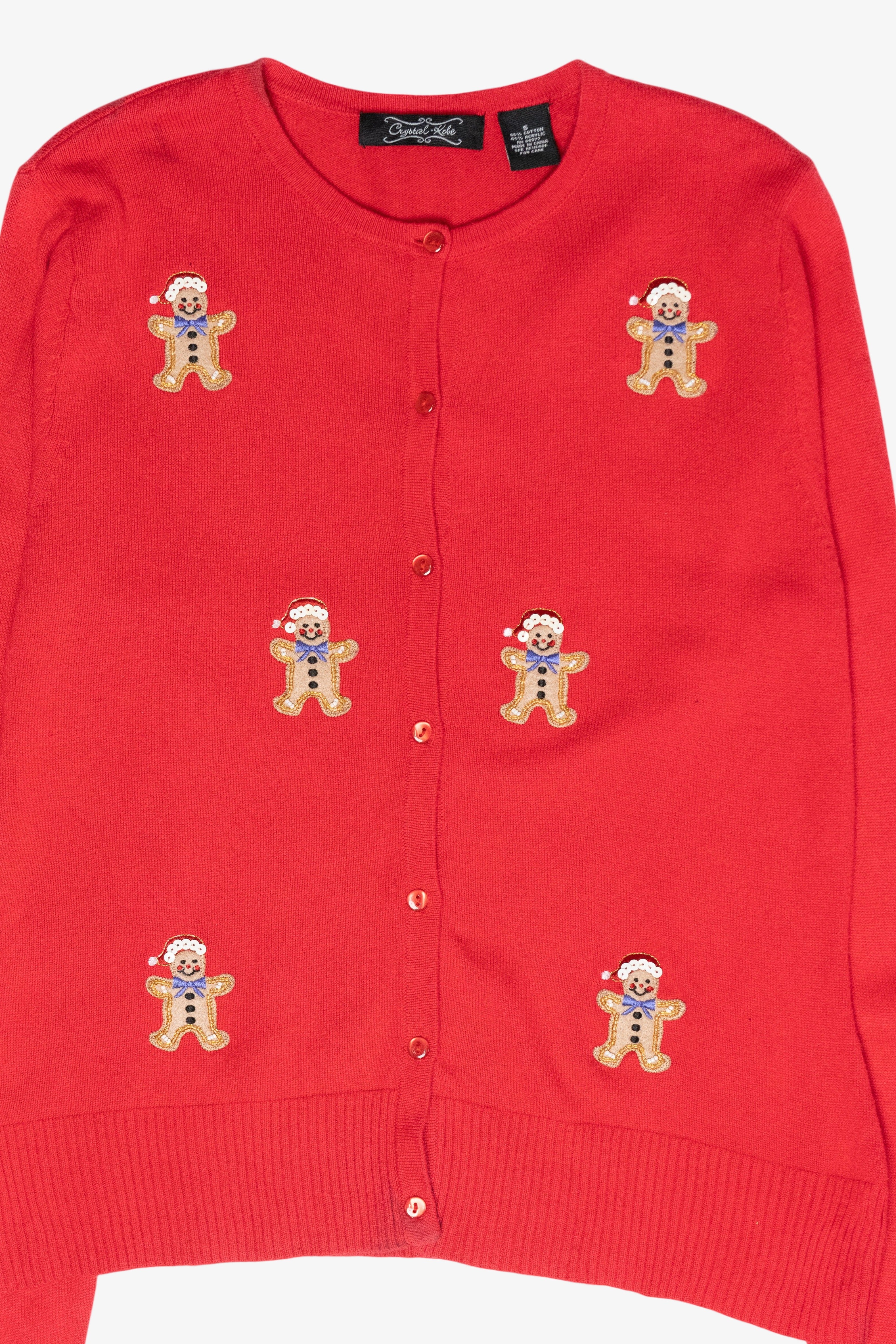Mini Gingerbread Cookies Vintage Ugly Christmas Cardigan (2000s)