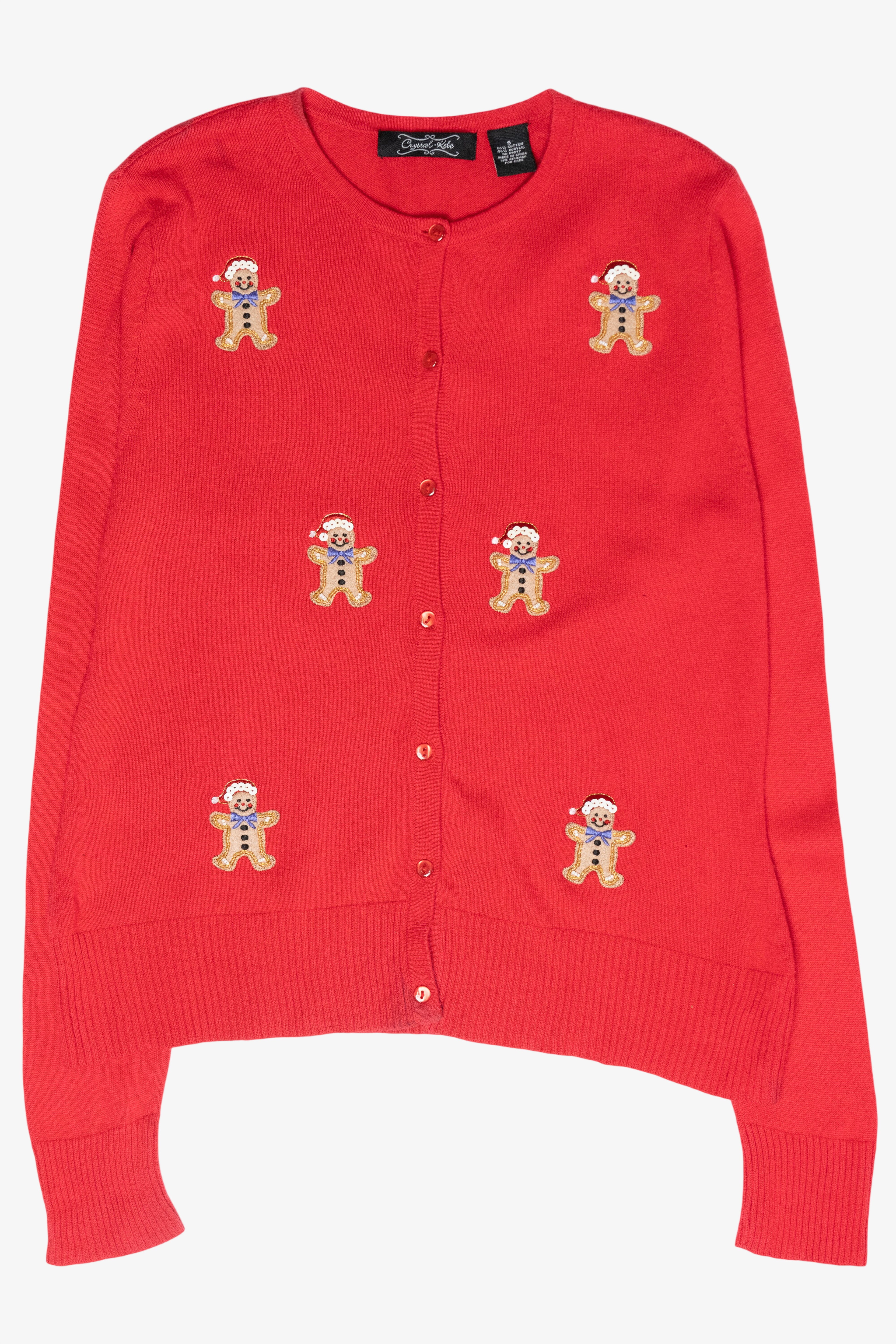 Mini Gingerbread Cookies Vintage Ugly Christmas Cardigan (2000s)