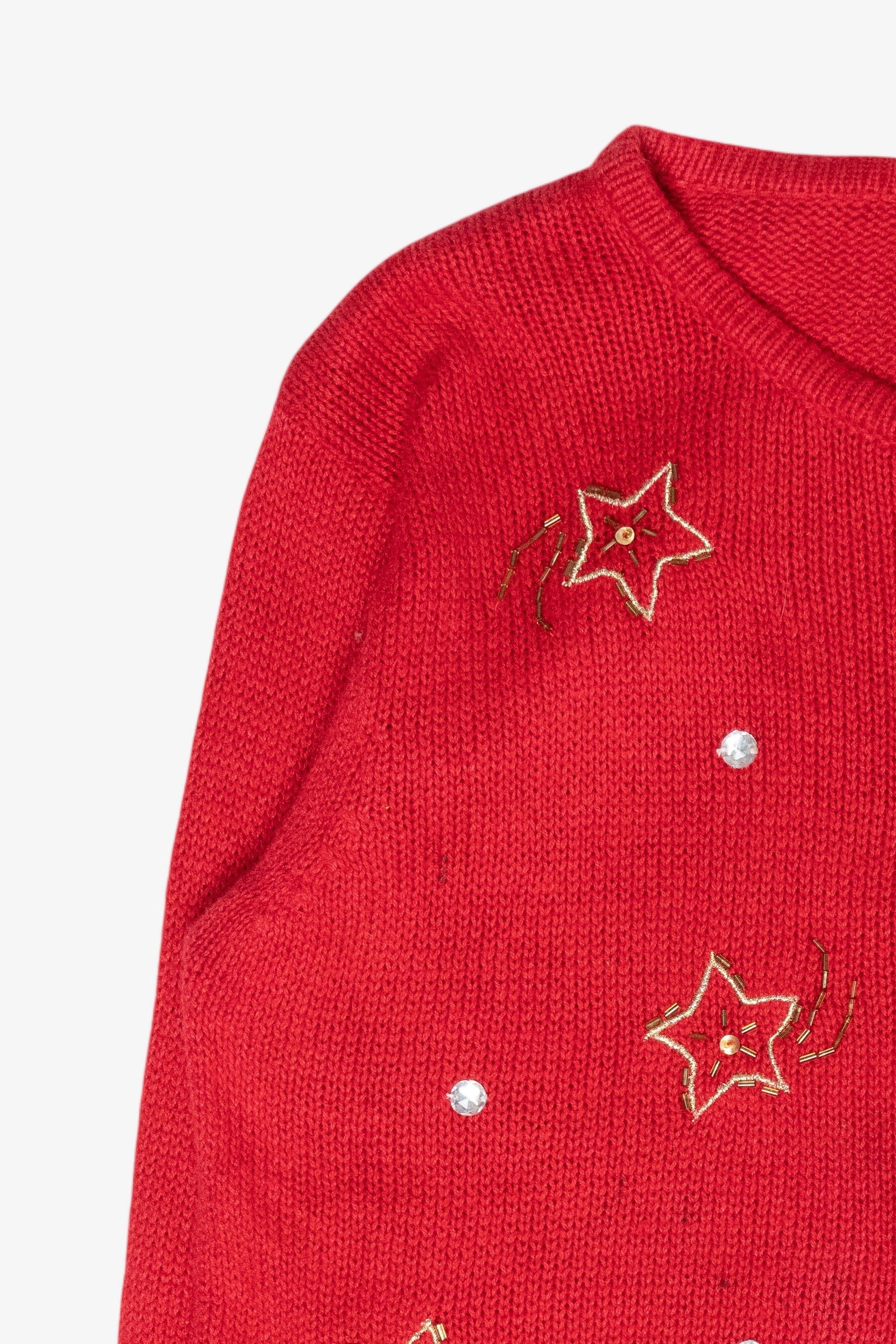 Girls Reindeer Vintage Ugly Christmas Cardigan (2000s)