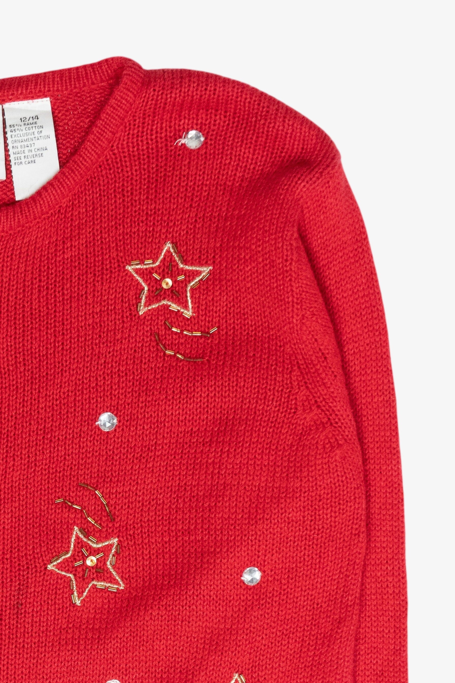 Girls Reindeer Vintage Ugly Christmas Cardigan (2000s)