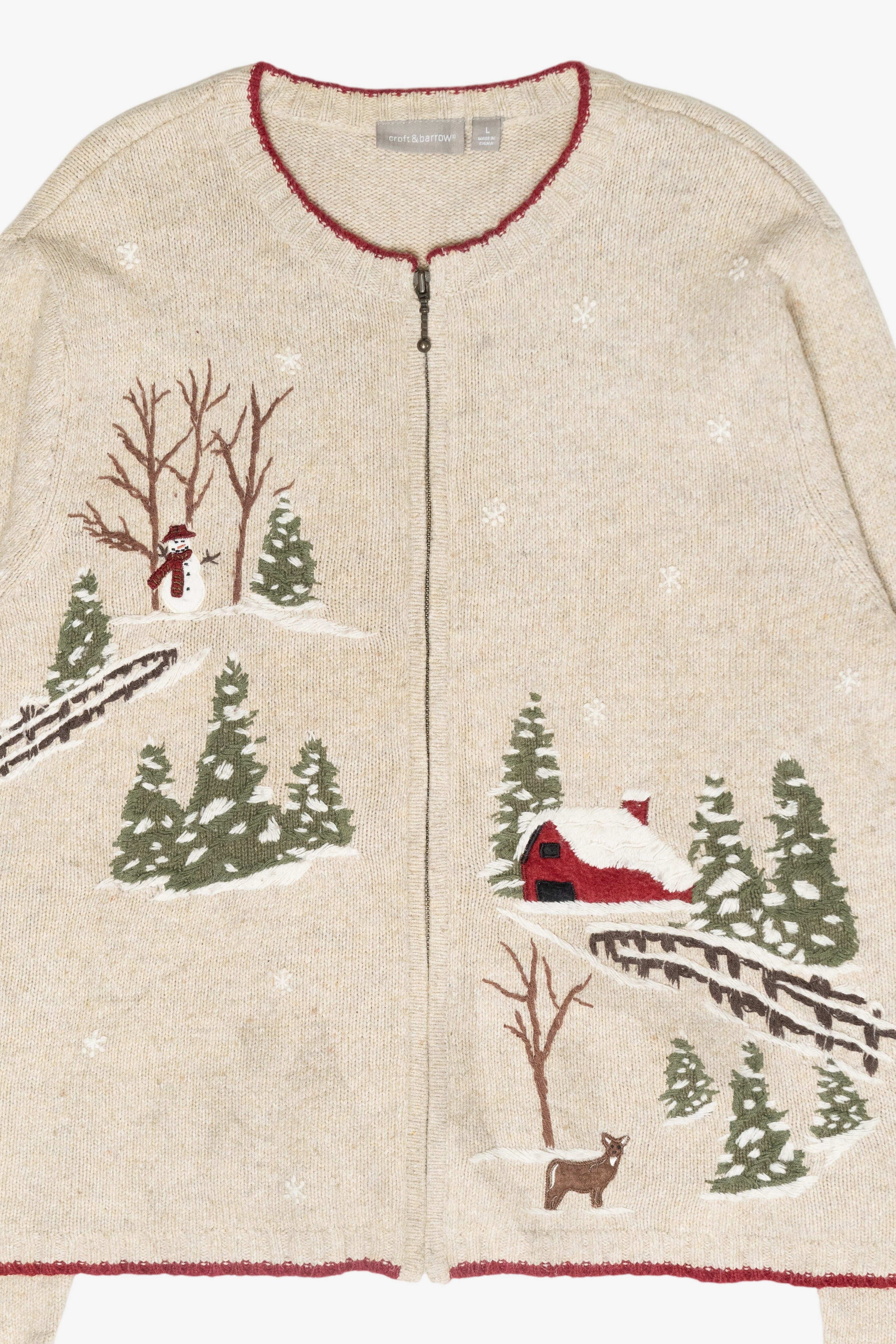 Winter Woods Vintage Ugly Christmas Cardigan (2000s)