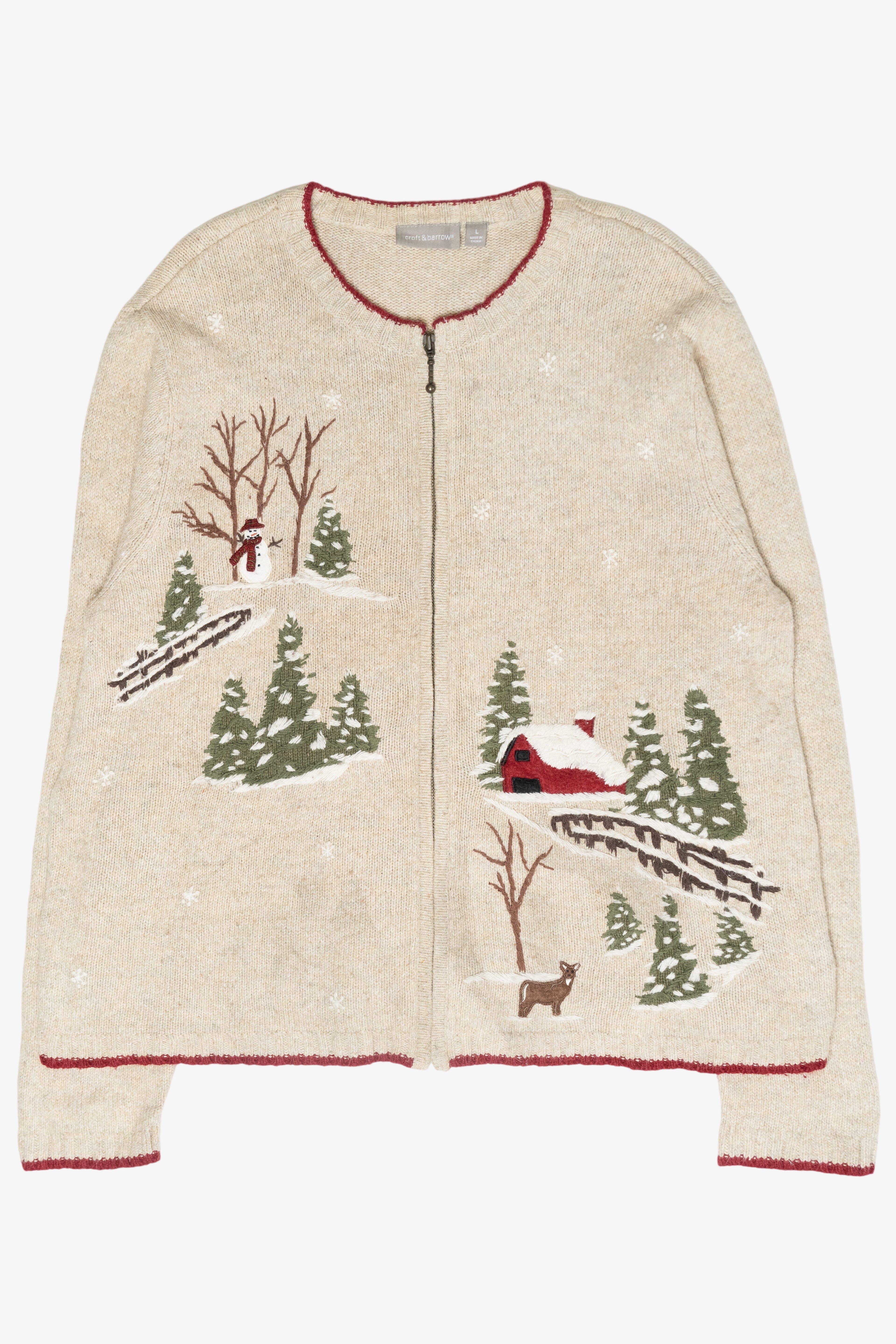 Winter Woods Vintage Ugly Christmas Cardigan (2000s)