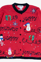 Vintage Distressed Jack B. Quick "Happy Holidays" Ugly Christmas Sweater (1990s)