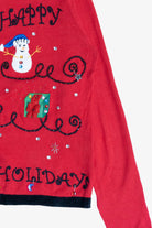 Vintage Distressed Jack B. Quick "Happy Holidays" Ugly Christmas Sweater (1990s)