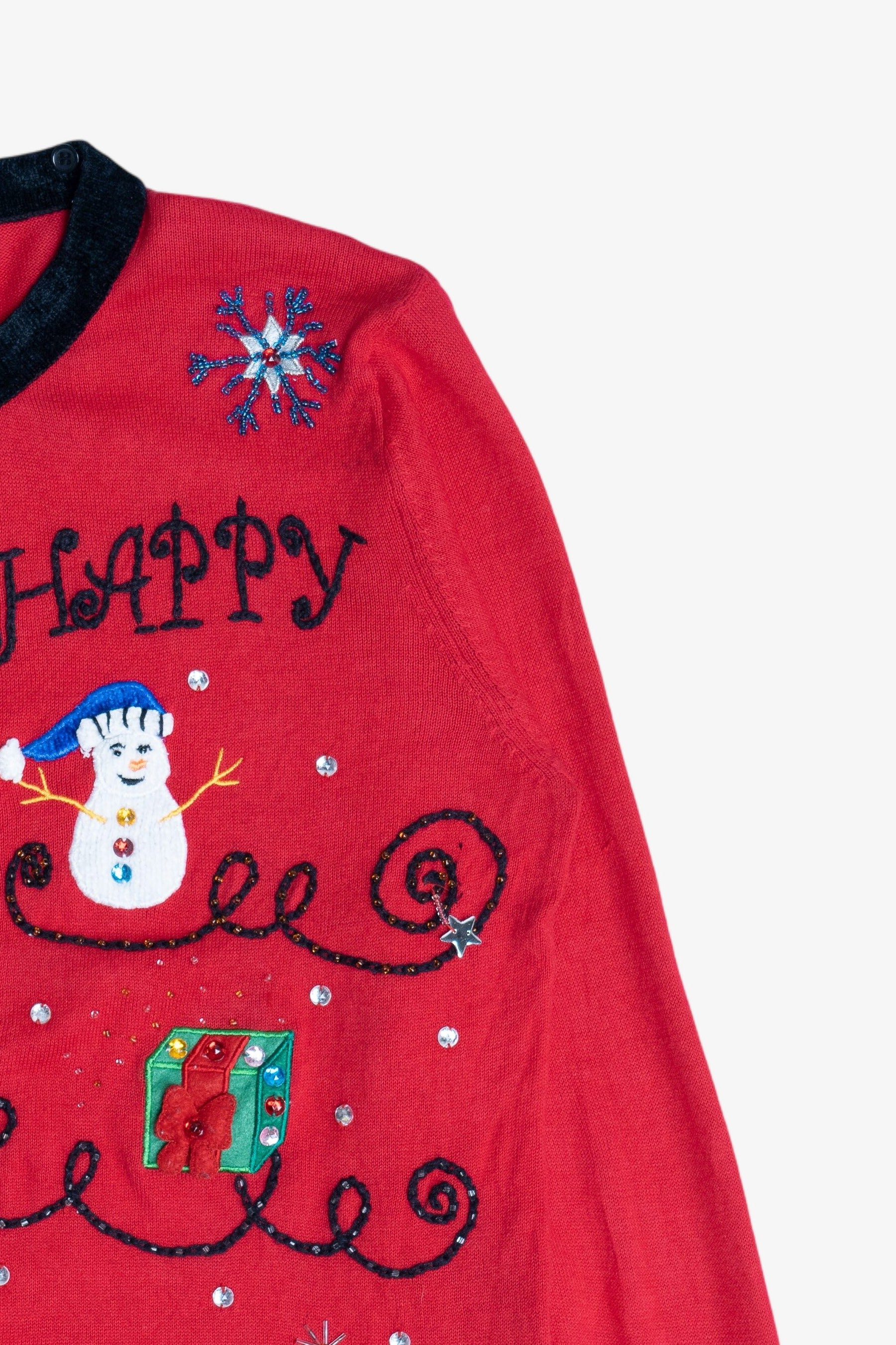 Vintage Distressed Jack B. Quick "Happy Holidays" Ugly Christmas Sweater (1990s)