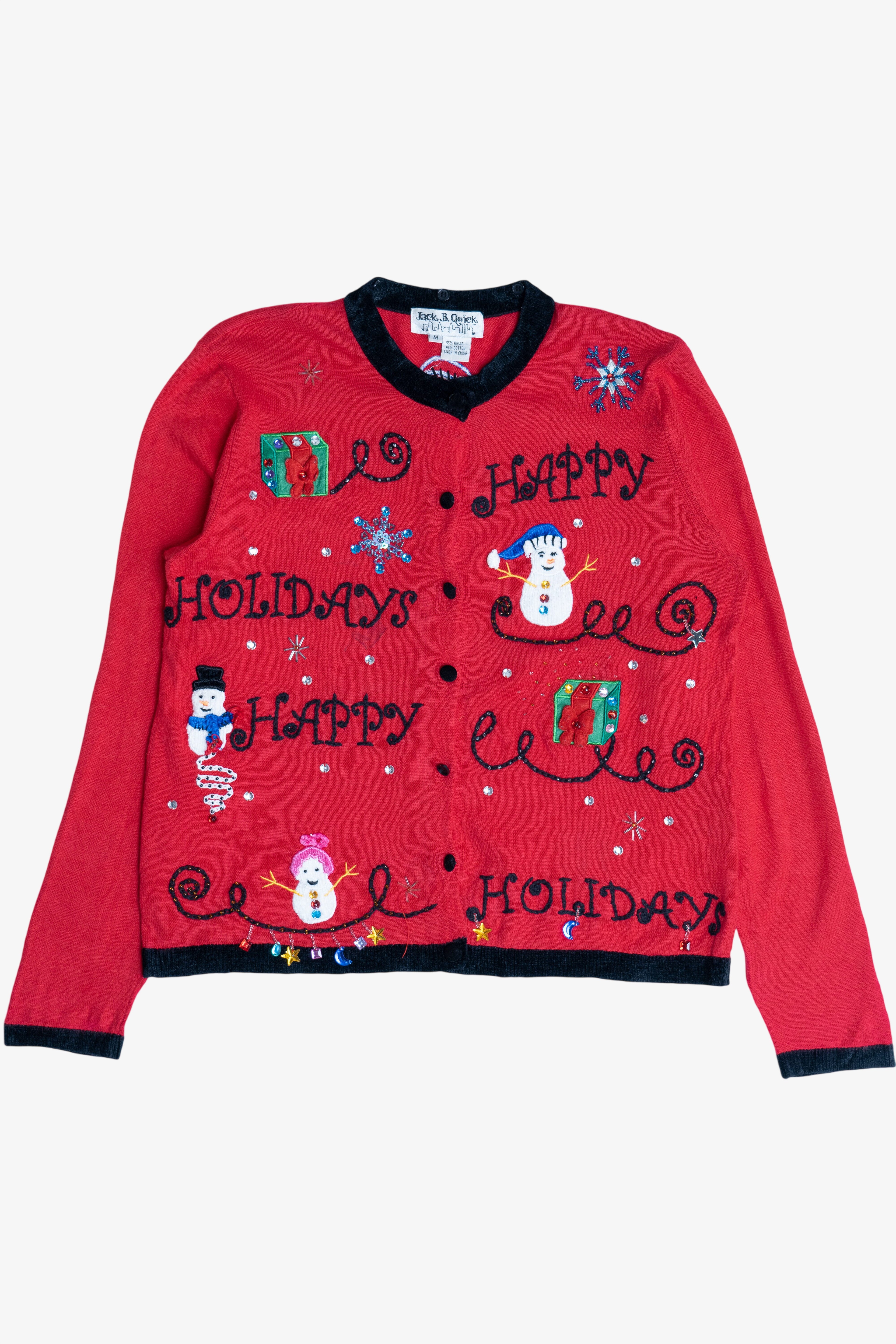Vintage Distressed Jack B. Quick "Happy Holidays" Ugly Christmas Sweater (1990s)