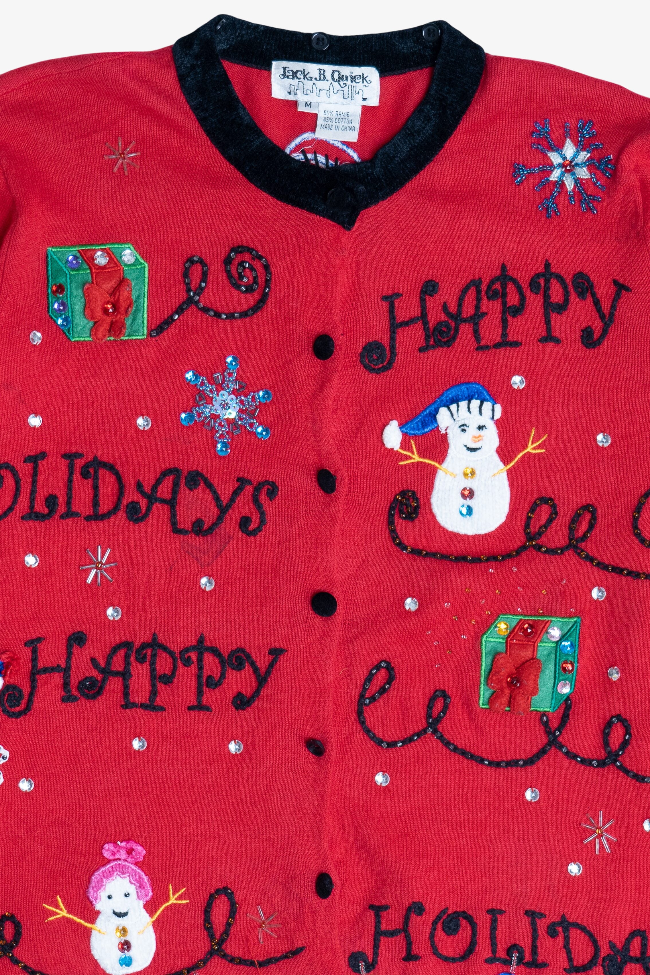 Vintage Distressed Jack B. Quick "Happy Holidays" Ugly Christmas Sweater (1990s)