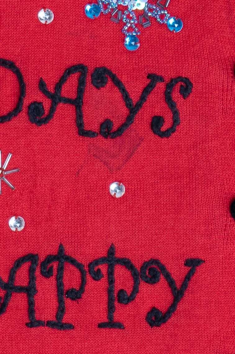 Vintage Distressed Jack B. Quick "Happy Holidays" Ugly Christmas Sweater (1990s)