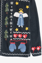 Vintage Faded Black Angels Open Front Ugly Christmas Cardigan (1990s)