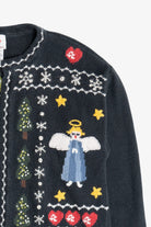 Vintage Faded Black Angels Open Front Ugly Christmas Cardigan (1990s)