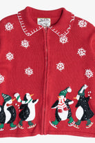 Vintage Cute Penguins Ugly Christmas Cardigan Sweater (1990s)