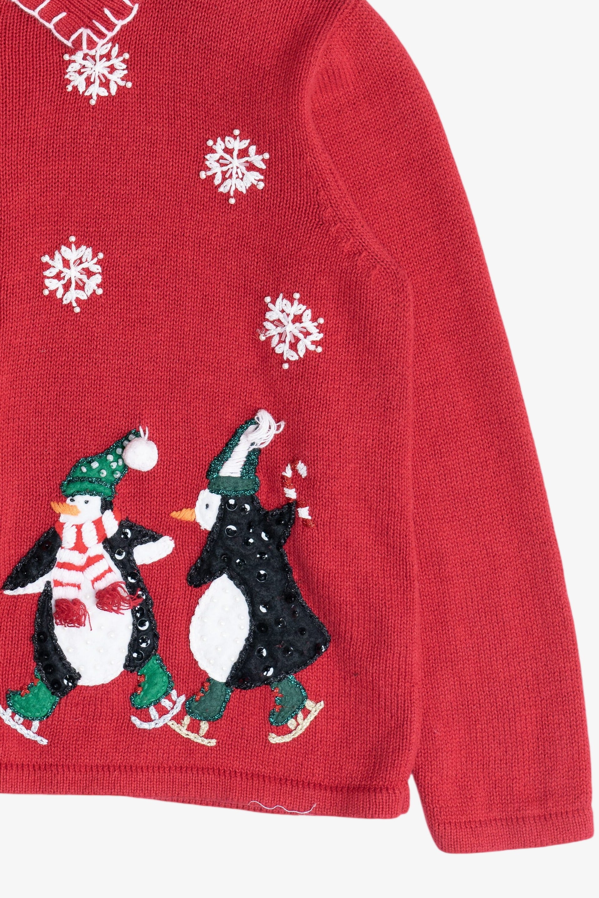 Vintage Cute Penguins Ugly Christmas Cardigan Sweater (1990s)