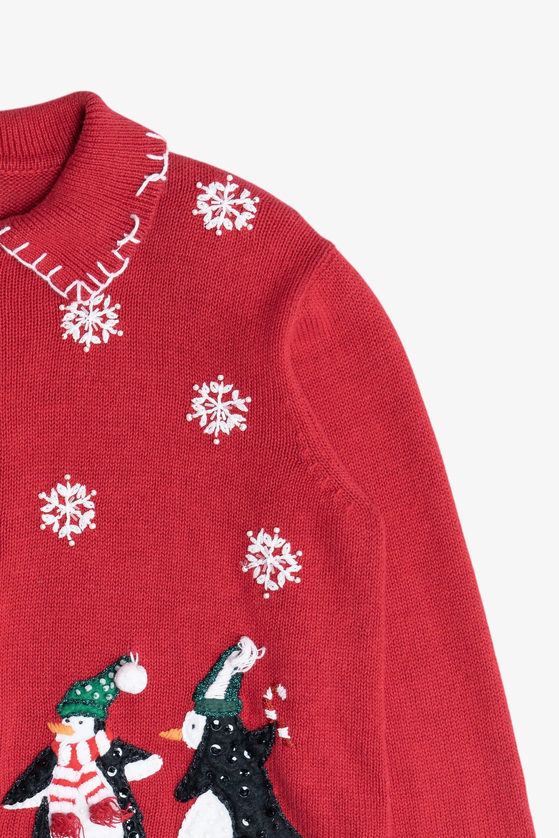 Vintage Cute Penguins Ugly Christmas Cardigan Sweater (1990s)