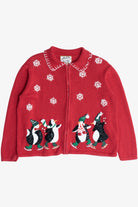 Vintage Cute Penguins Ugly Christmas Cardigan Sweater (1990s)