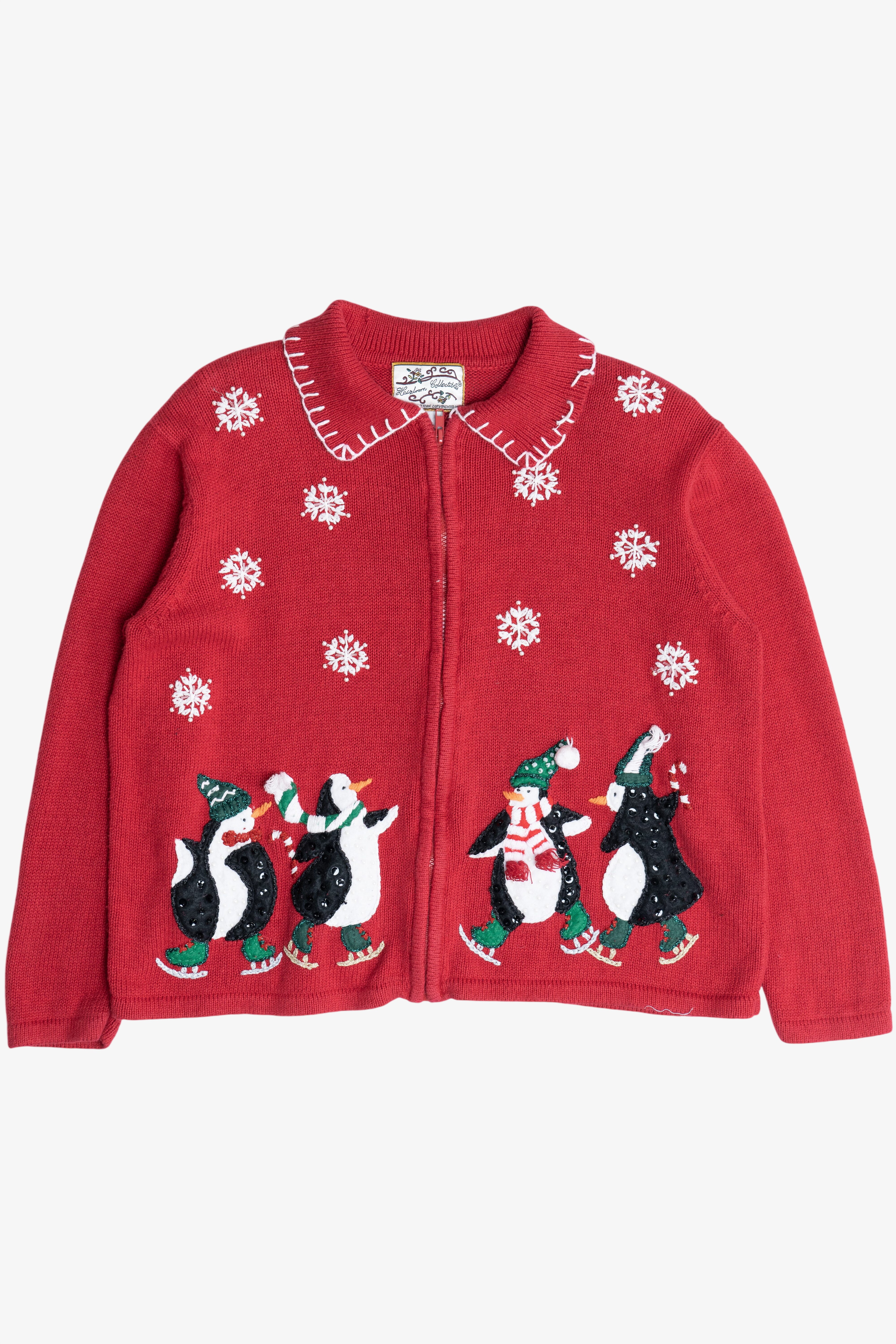 Vintage Cute Penguins Ugly Christmas Cardigan Sweater (1990s)
