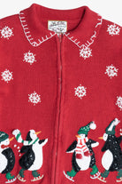 Vintage Cute Penguins Ugly Christmas Cardigan Sweater (1990s)