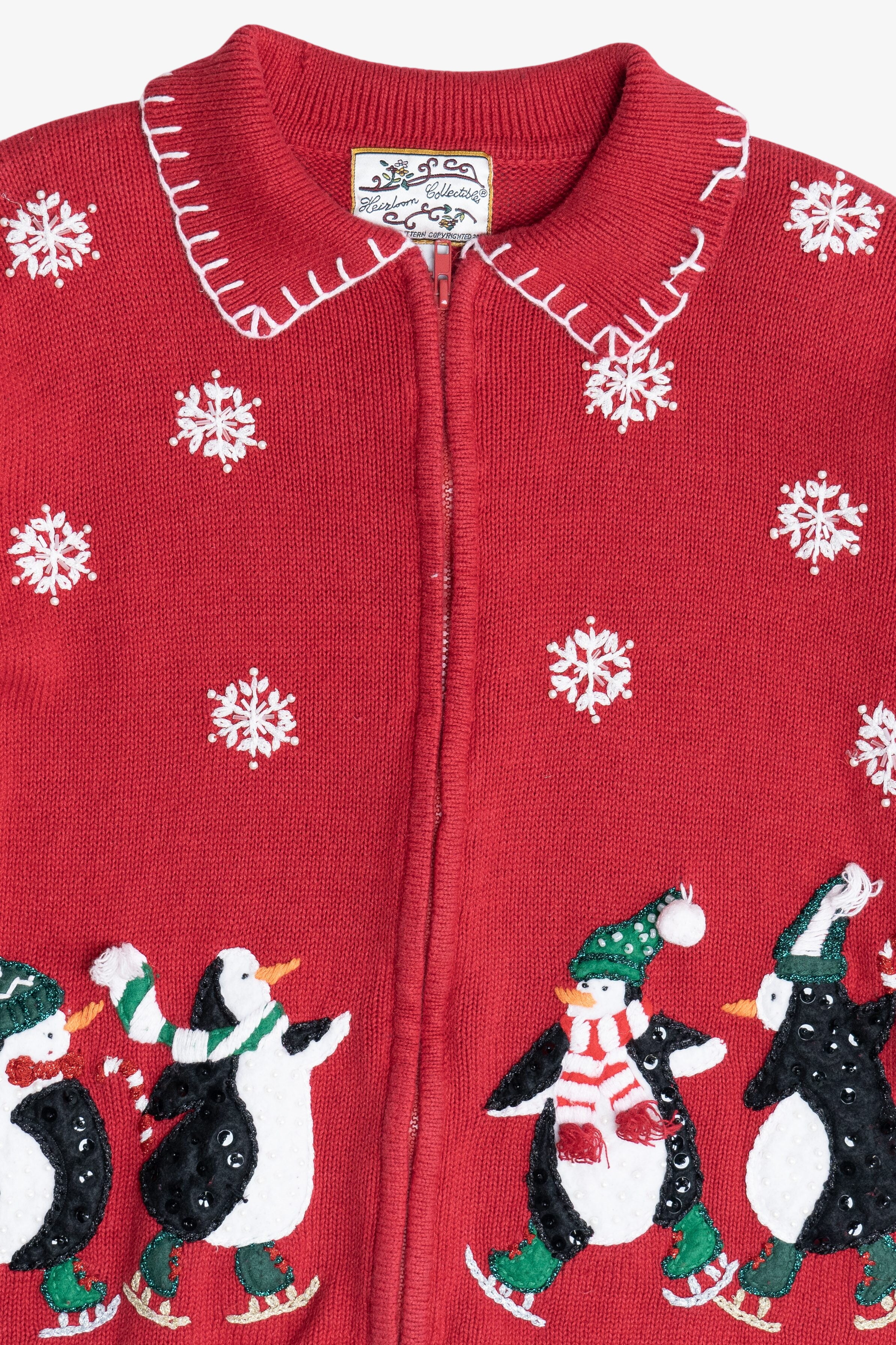 Vintage Cute Penguins Ugly Christmas Cardigan Sweater (1990s)
