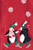 Vintage Cute Penguins Ugly Christmas Cardigan Sweater (1990s)
