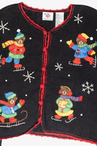 Ice Skating Bears Vintage Ugly Christmas Sweater (1990s)