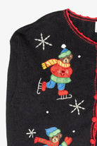 Ice Skating Bears Vintage Ugly Christmas Sweater (1990s)