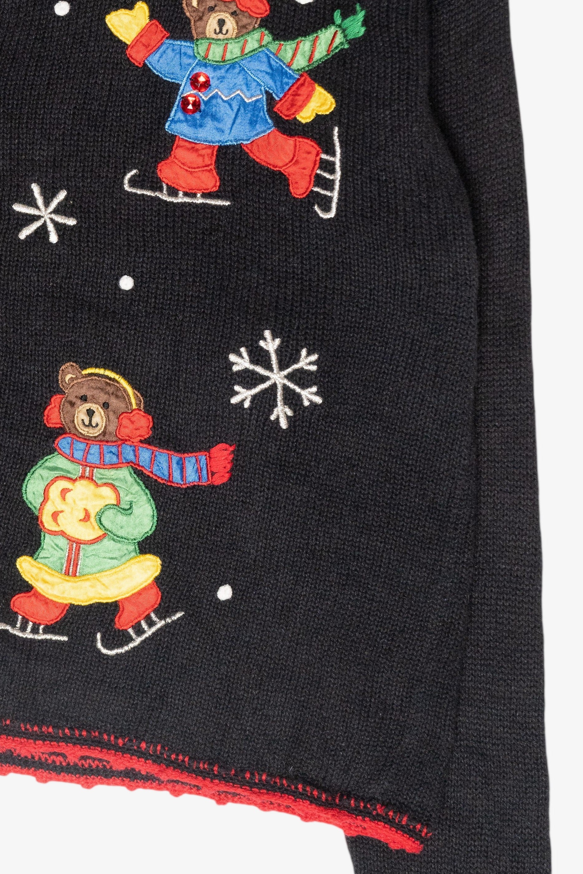 Ice Skating Bears Vintage Ugly Christmas Sweater (1990s)