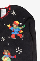Ice Skating Bears Vintage Ugly Christmas Sweater (1990s)